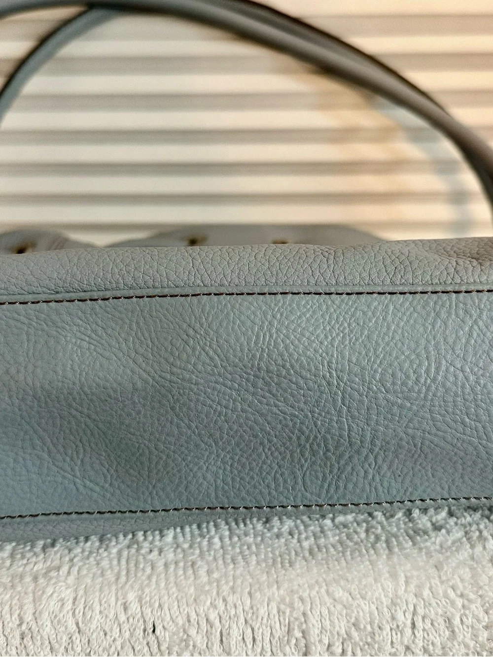 Tignanello Light Blue Pebbled Leather Shoulder Bag with Silver Plaque
